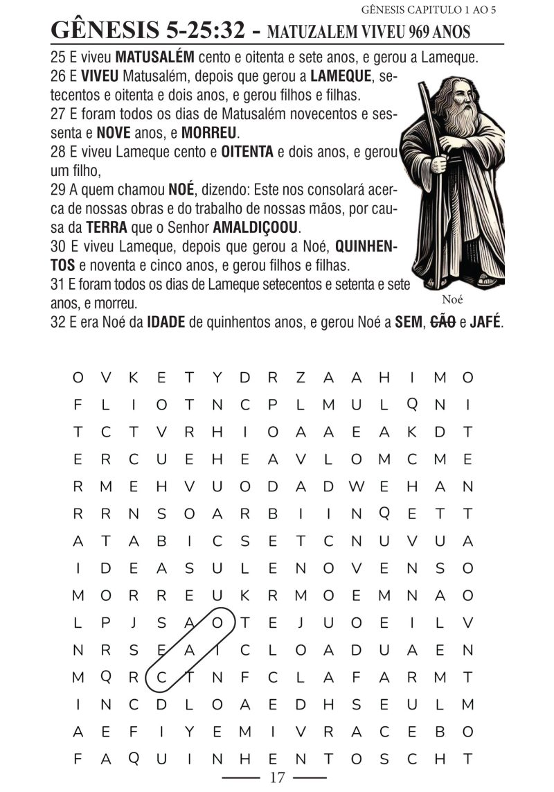 GÊNESIS DE 1-5 - PALAVRAS CRUZADAS BÍBLICAS - Imagem 3